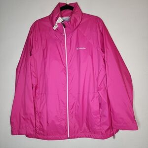 NWT Columbia Switchback III Packable Pink Rain Jacket Packable Hood 1X